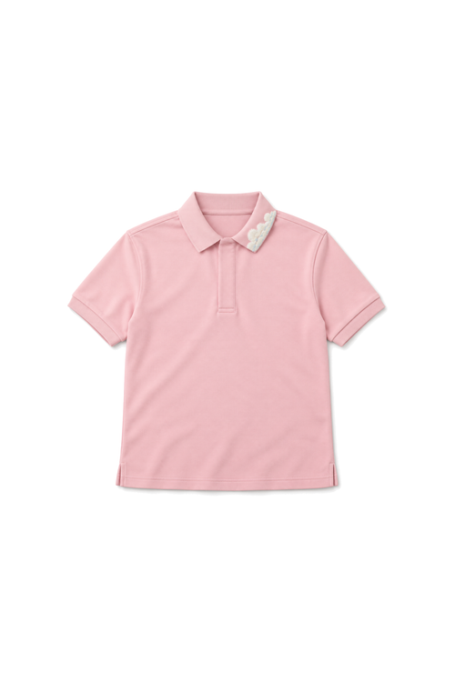 Pink polo, front
